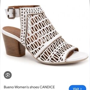 Bueno Leather Candice Sandals With Stacked Heel Size 39 Or 8.5